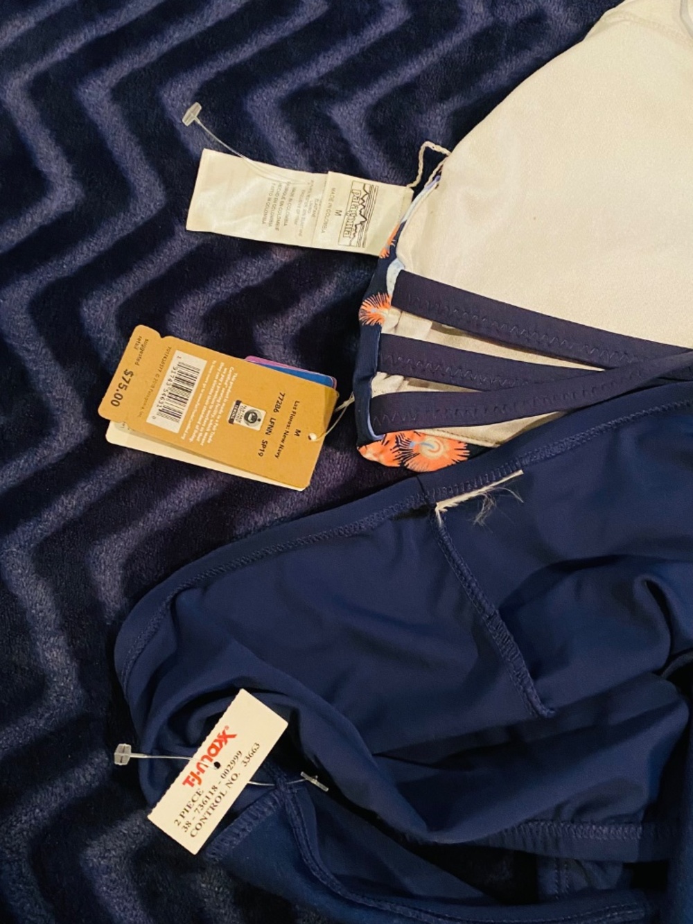 Floral Navy Two-Piece Swim Set - Floral Top patagonia & Navy Bottom generic bran - Picture 3 of 3